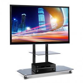 Electronic-Star Kerekes TV állvány üveg és alumínium polcokkal, fekete kivi